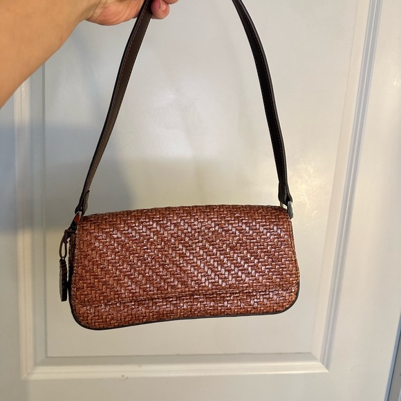 Liz Clairborne Y2K Brown Wicker Weave Shoulder Bag - Picture 5 of 6